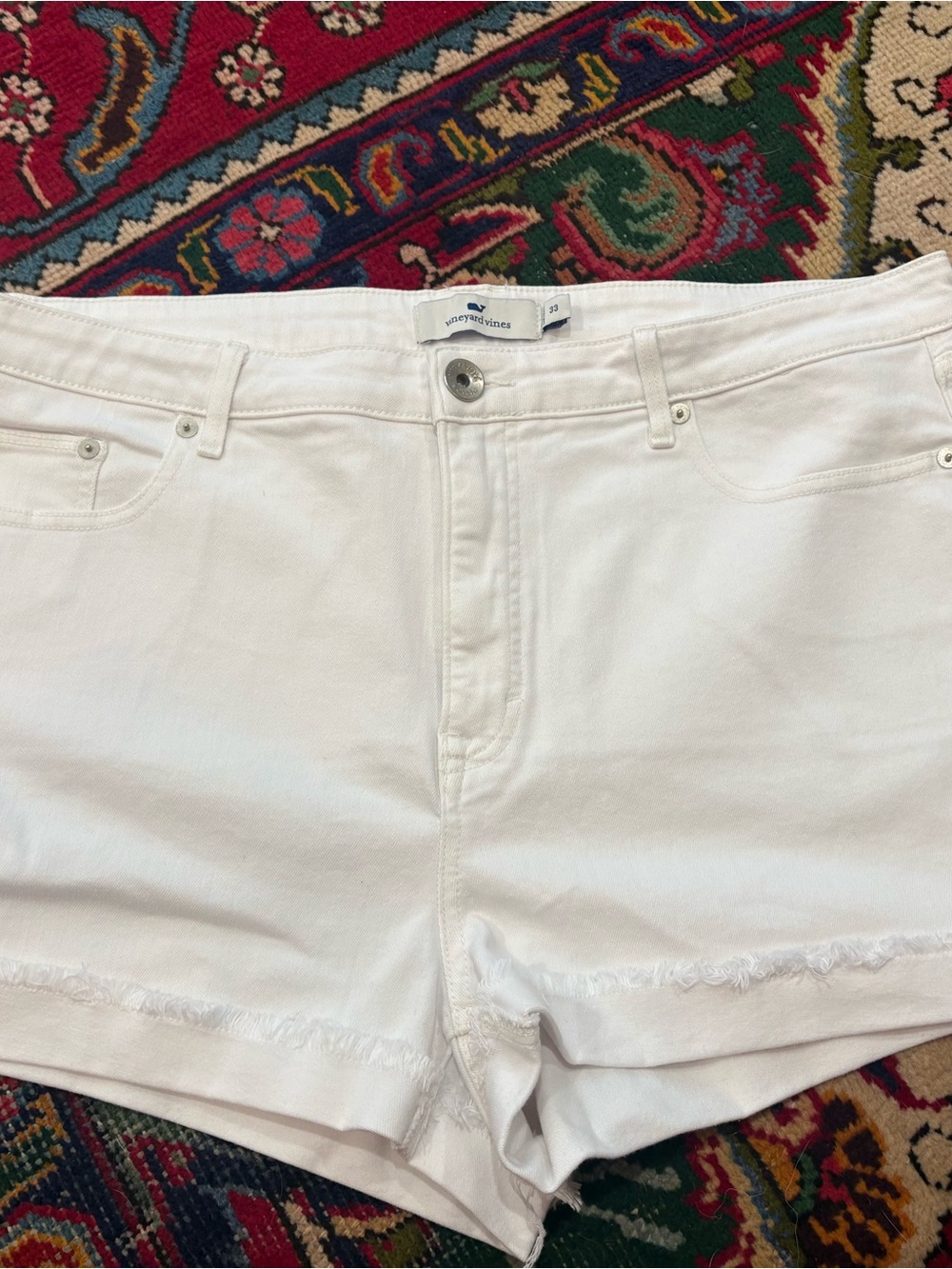 Vineyard Vines White Denim Frayed Hem Shorts
